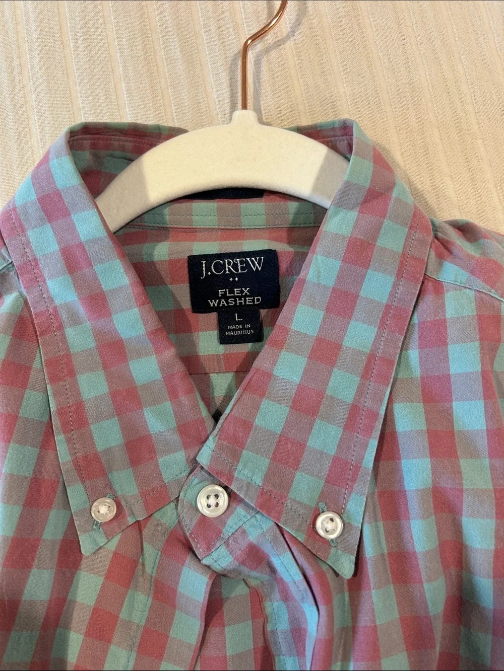 J. Crew Pink and Light Blue Gingham Button-Down Shirt